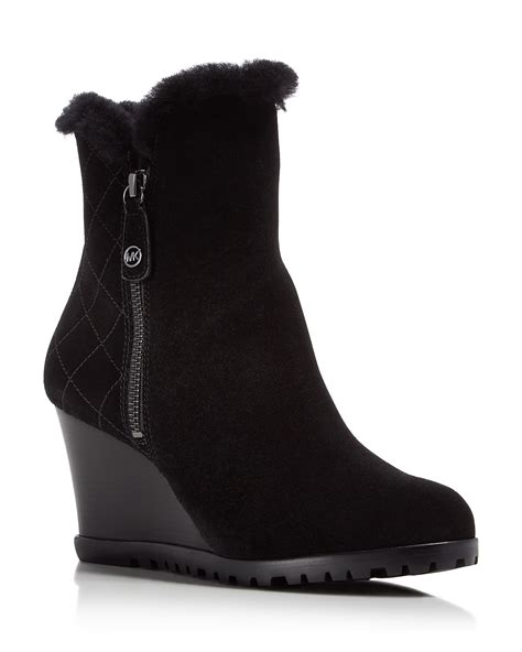 michael kors shearling wedge boots|michael kors kara bootie.